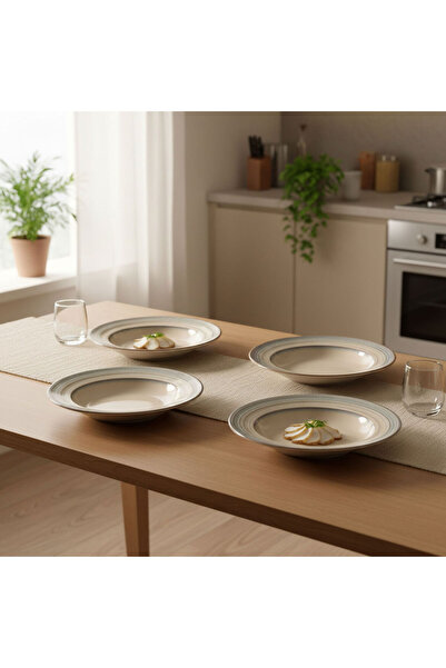 Güral Porselen Valeron 6 Pieces 22 cm Deep Dinner Plate Reactive Agate 969