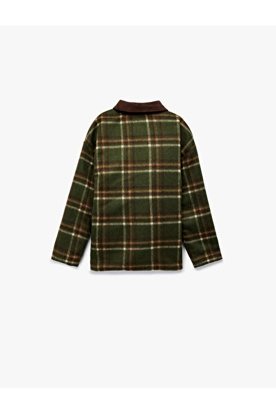 Koton Classic Collar Plaid Jacket with Zippered Pockets