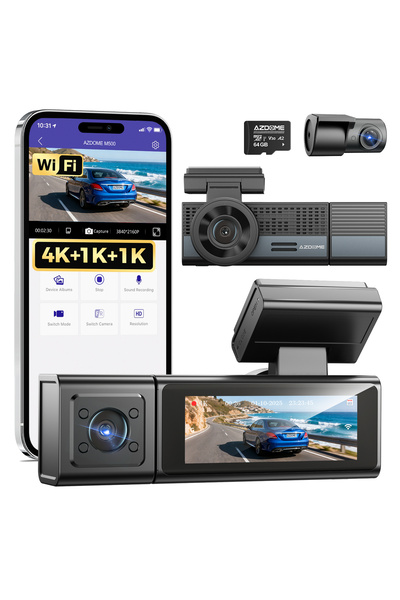 AZDOME M500 4K 3 Kameralı Araç İçi Kamera
