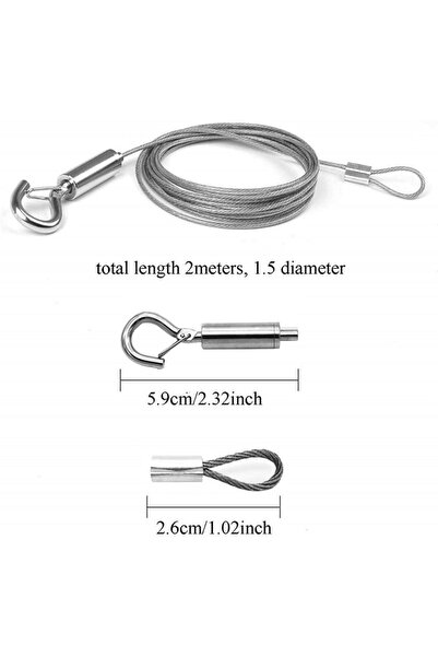 JZS Adjustable Picture Hanging Wire, 2m Stainless Steel Rope Hold 20kg, 2PCS