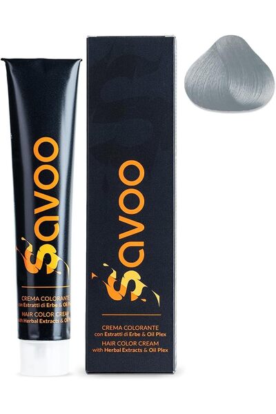 SAVOO Hair Color Cream #9.1 Very Light Ash Titanium Blonde (100ml)