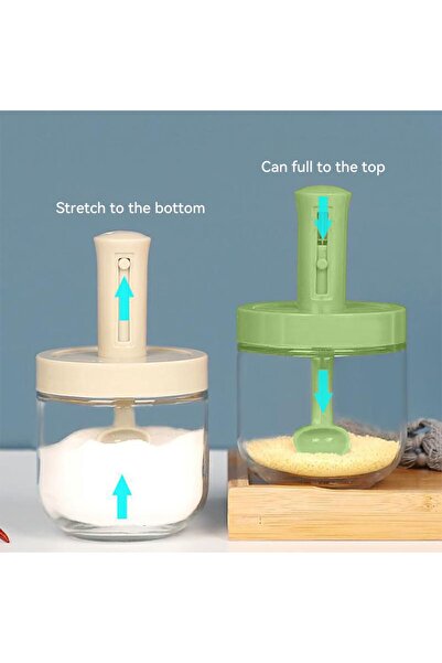 JZS Glass Seasoning Jars 3 Pack with Retractable Spoon White