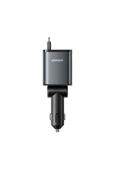 Joyroom Încărcător auto JR-CCL07 30W 4A, încărcare rapidă, 1xUSB-A + 1xUSB-C cu cablu Type-C (gri)