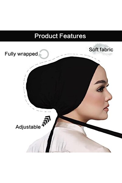 JZS Women Under Scarf 3PCS Chemo Headwear Hijab Cap with Tie-Back