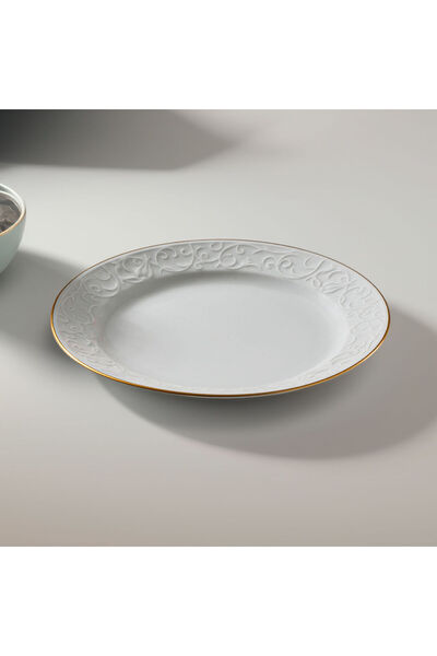 Güral Porselen Bahar Dalı 6 Pieces 20 cm Cake Plate Matte Gold