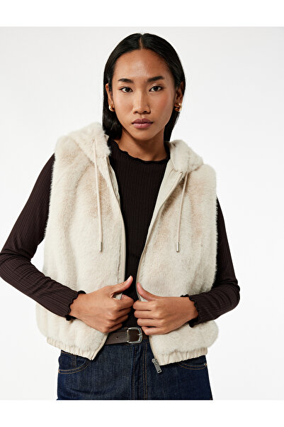 Koton Безрукавка з капюшоном на блискавці з плюшу