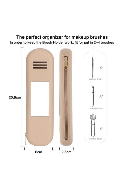 JZS Travel Makeup Brush Holder Silicon Zipper Waterproof