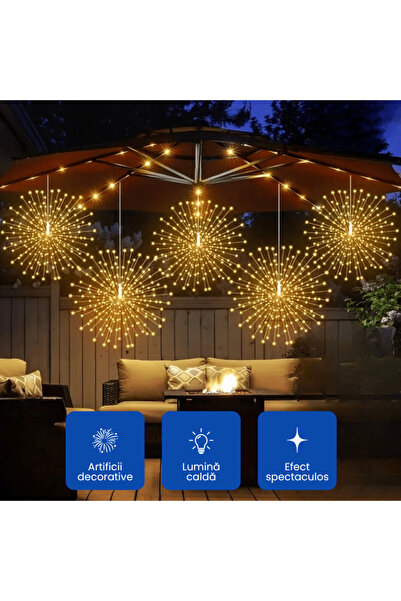 OferteTop Instalație Cu 5 Artificii Decorative Pentru Interior Și Exterior, Interconectabilă, Diametru 30 CM