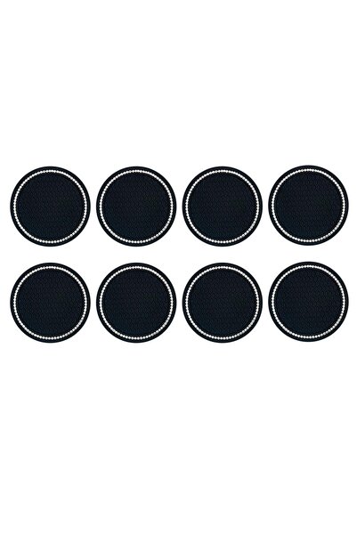 JZS Anti-Slip Cup Coasters 8PCS Soft Silicone with Diamonds 7cm Black
