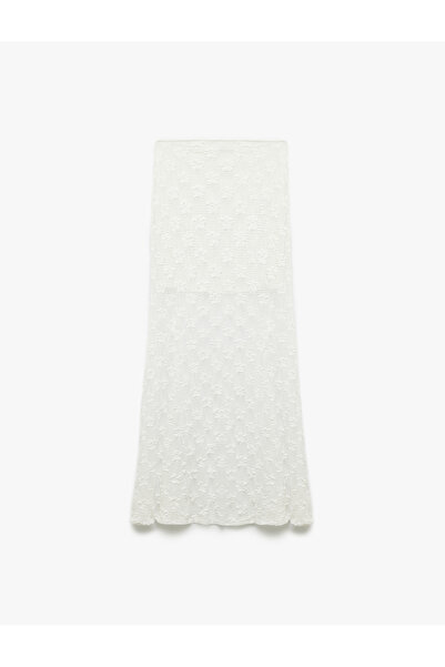 Koton Half-Lined Transparent Long Lace Skirt