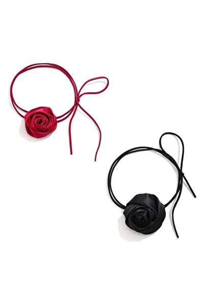 JZS Flower Choker Necklace Rose Camellia Velvet