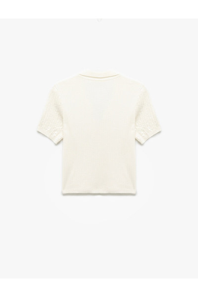 Koton Sequined Short Sleeve Knitwear Polo Neck Sweater