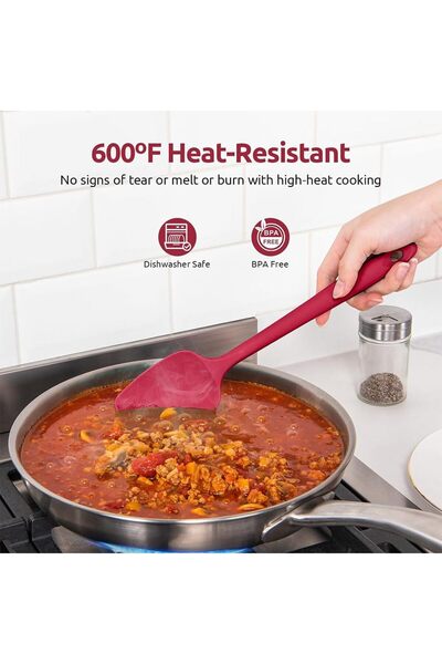 JZS Silicone Spatula Set 4 Pcs, Heat Resistant Bowl Scraper Black