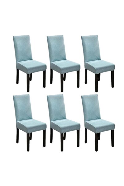 JZS Dining Chair Covers 6PCS Waterproof Light Blue