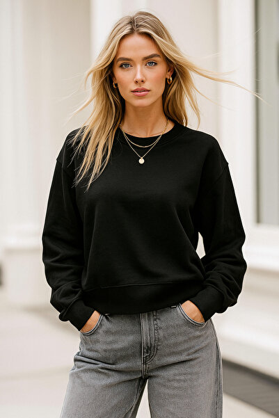 Rich Γυναικείο μπλουζάκι από μαύρο βαμβακερό interlock O oversized