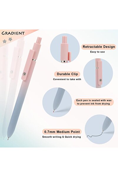 JZS Gel Pens 5 Pcs 0.5mm Black Ink Gradient