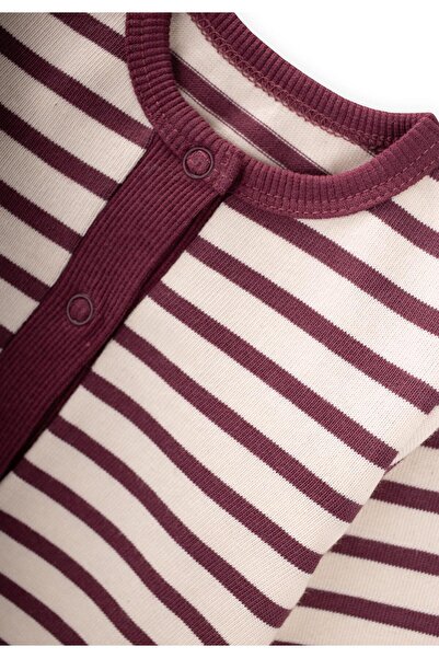Cigit Striped Knitwear Jumpsuit 0-3 Years Old Plum