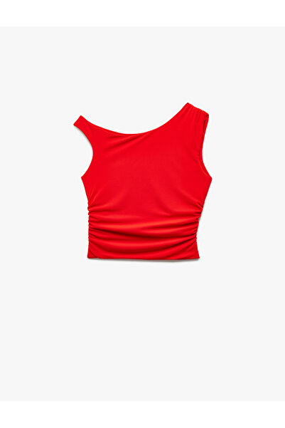 Koton Asymmetrical Neckline Drape Detail Sleeveless Blouse