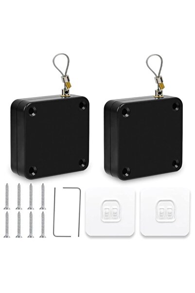 JZS قطعتان من أدوات إغلاق الأبواب الأوتوماتيكية باللون الأسود مزودة برباط فولاذي للإغلاق التلقائي