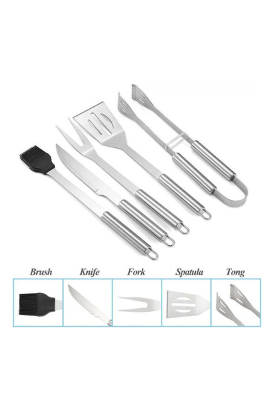 Generic 5-Piece Stainless Steel BBQ Grill Tool Set
