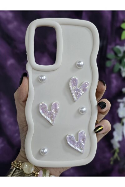 Magic Ring Redmi Note 11 PRO/Note 12 PRO 4G Uyumlu Parlak Kalp & İnci Detaylı Soft Şık Telefon Kılıfı