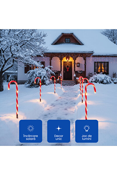 OferteTop Instalație Solară De Sărbători Cu 5 Acadele Luminoase Pentru Interior Și Exterior