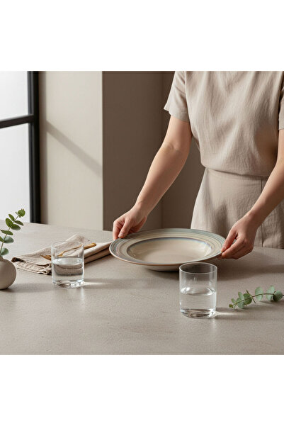 Güral Porselen Valeron 6 Pieces 22 cm Deep Dinner Plate Reactive Agate 969