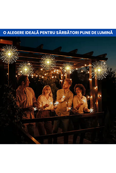 OferteTop Instalație Cu 5 Artificii Decorative Pentru Interior Și Exterior, Interconectabilă, Diametru 30 CM