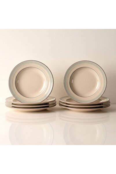 Güral Porselen Valeron 6 Pieces 22 cm Deep Dinner Plate Reactive Agate 969