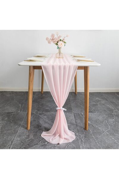 JZS Table Runner Chiffon 72x305cm Pink for Wedding Party