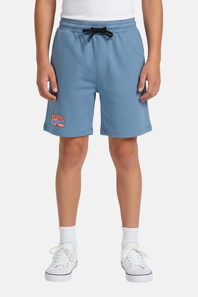 Marvel Kids Boy Brand Logo Basic Shorts, Slate Blue
