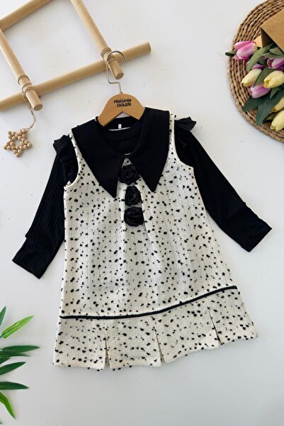 Minigimin Cicileri Rochie din tweed cu detalii trandafiri și set pentru fetiț...