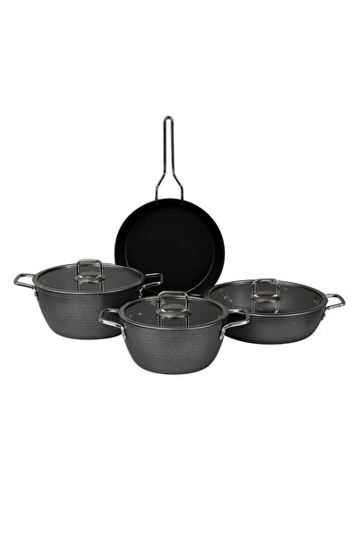 Güral Porselen Azalea 7 Piece Granite Cookware Set Black