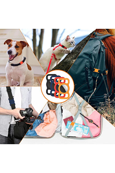 OEM Waterproof AirTag case for dog/cat collar, soft silicone, anti-shock, secure fit, black