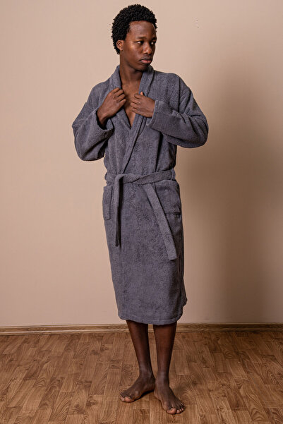 VAROL Export Surplus Stock Anthracite Bathrobe – High Grammage Premium Woven L/Xl