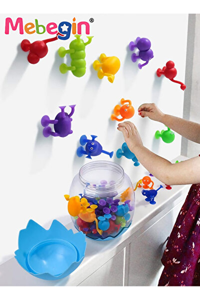 MEBEGIN 36 قطعة من ألعاب شفط السيليكون الناعمة على شكل حيوان، ألعاب حسية ملون...