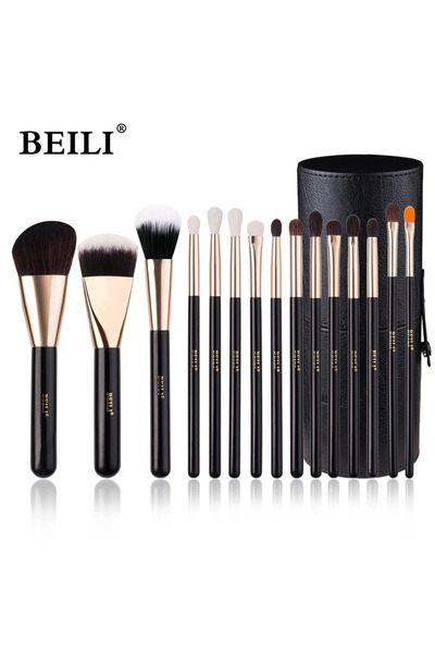 BEILI Set of 15 make-up brushes Luxury Black