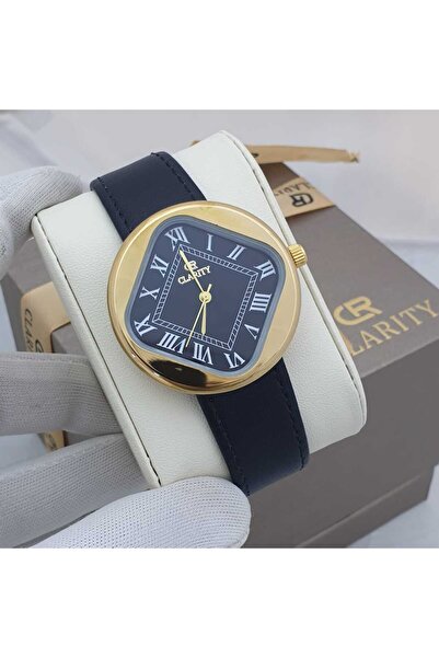 Generic Clearty watch, stainless steel, gold and black color, water resistant, comes with box, bag and card, lightweight on the wrist