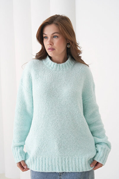 Park Karon Women's Cycling Wrinkled Collar Soft Textured Oversized Knitwear Sweater