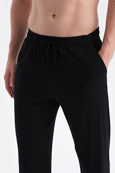 Dagi Μπορντό-Μαύρο Βαμβακερό Μοντάλ Διπλό Πλεκτό Παντελόνι