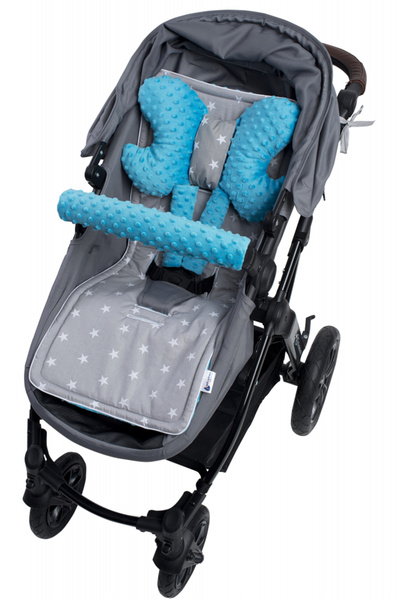 Nichiduta 4 in 1 Minky stroller set with cushion mattress, 2 belt protectors and bumper bar protector