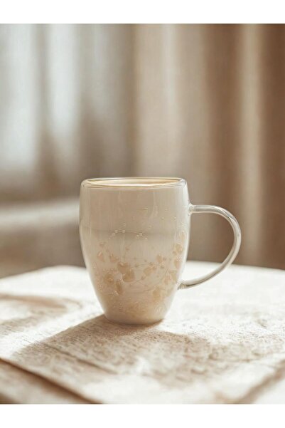 Titan Double-walled glass mug 350 ml with gold pearls