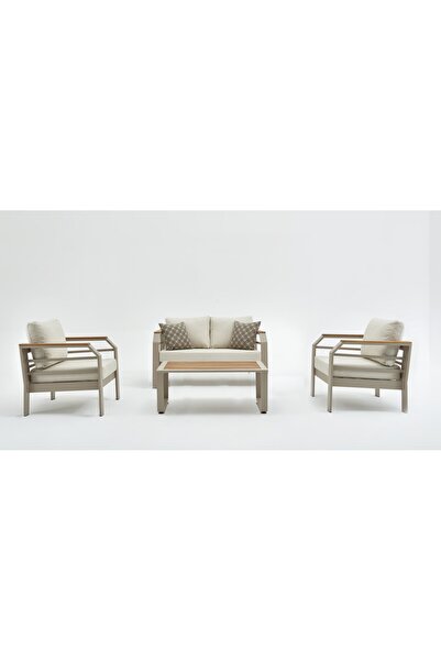 Erinöz Assento Bahçe Oturma Grubu 2+1+1+Sehpa - Kum Rengi