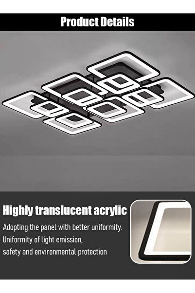 Generic Simple acrylic square ceiling lamp for living room, three-color LED, suitable for bedroom and room.