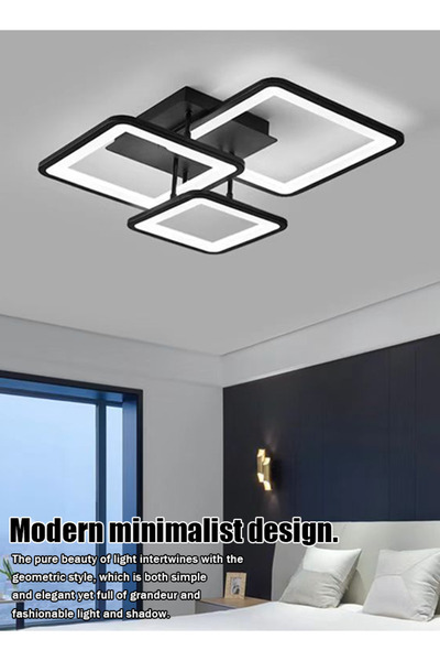 Generic Simple acrylic square ceiling lamp for living room, three-color LED, suitable for bedroom and room.