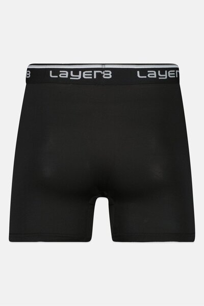 Layer 8 Men 4 Pack Brand Logo Boxer Brief, Black