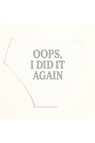 TWINTICKS White Women's Slip Panties, Metallic Lettering Printed , Fun Underwear