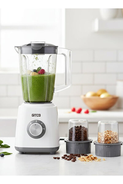 GITCO 3-in-1 Countertop Blender 500W, 1.5L, White/Grey