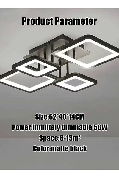 Generic Simple acrylic square ceiling lamp for living room, three-color LED, suitable for bedroom and room.