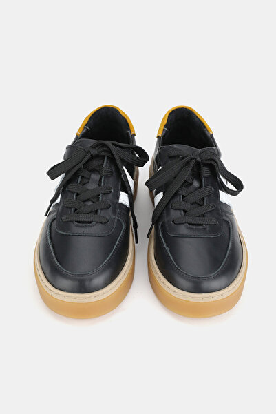 TUNAELLİ Women's Black Genuine Natural Leather Size 36-41 Lace-Up Sneaker Shoes